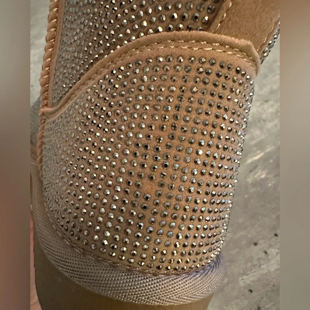 CCOCCI PRESLEY BEDAZZLED FUR-LINED ANKLE BOOTS SIZE 39